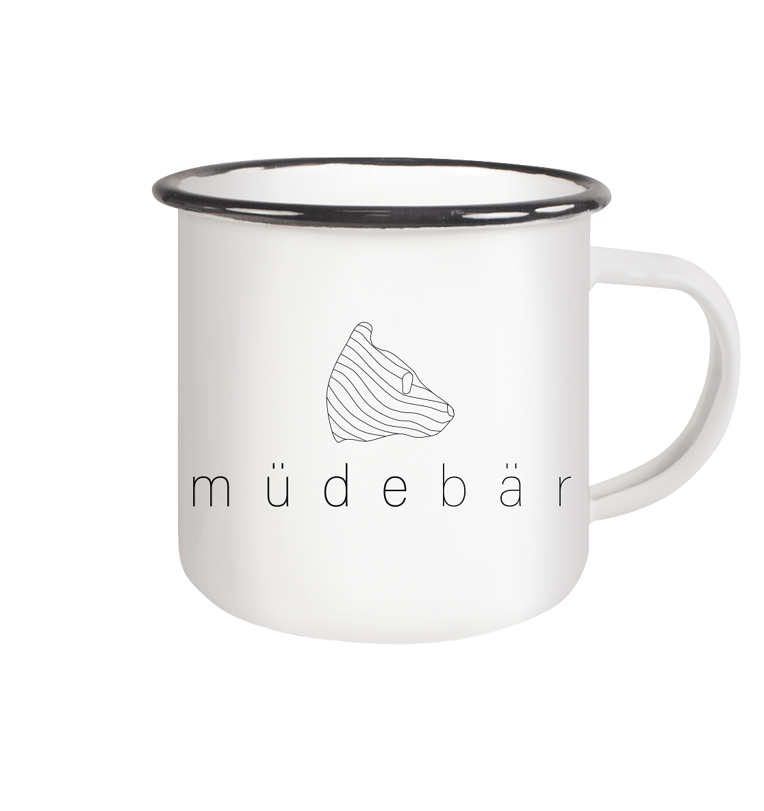 Müdebär Logo-Kollektion (helles Logo) - Emaille Tasse (Black)