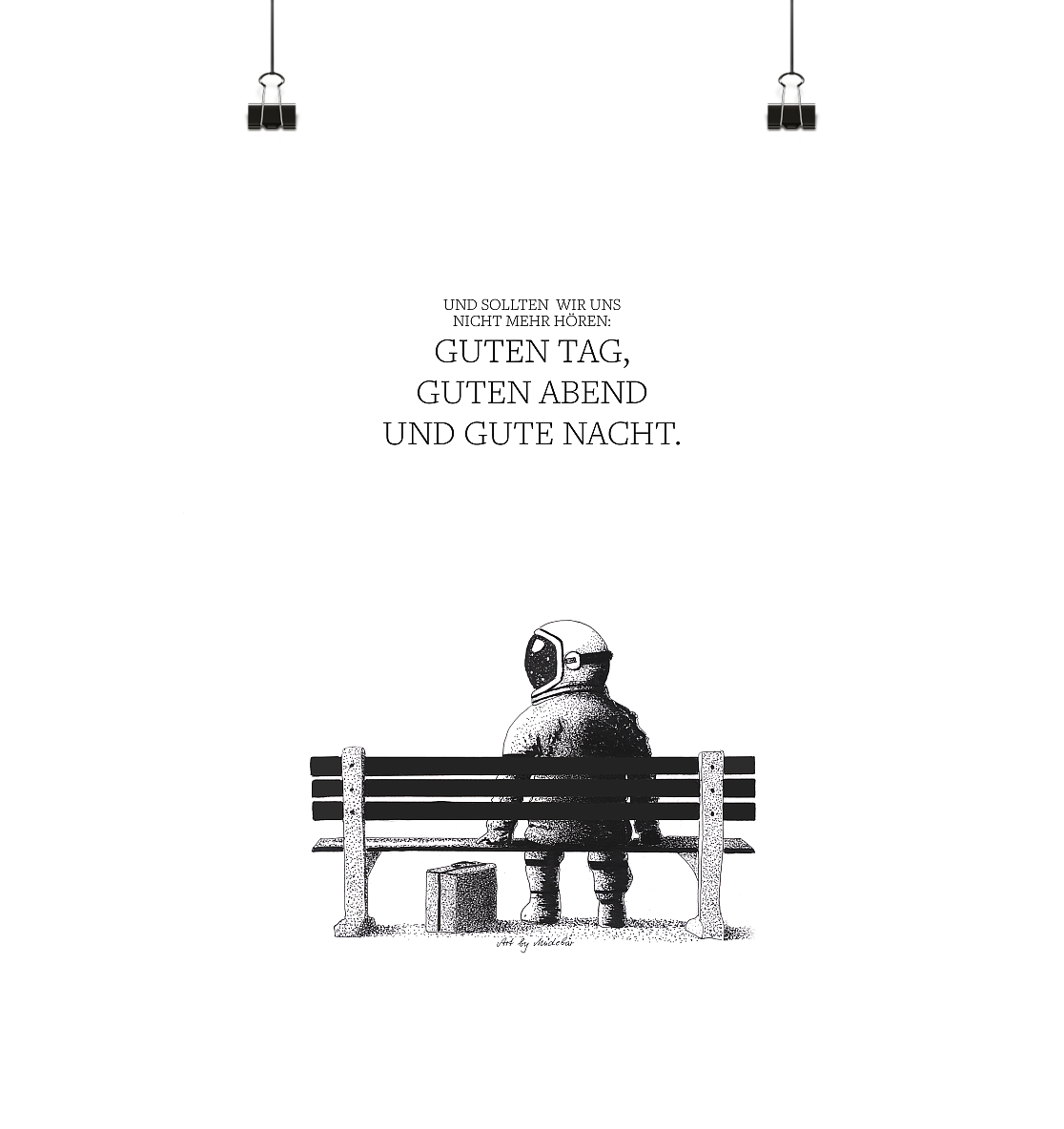 Astronaut auf Bank - Poster Din A4 (hoch)