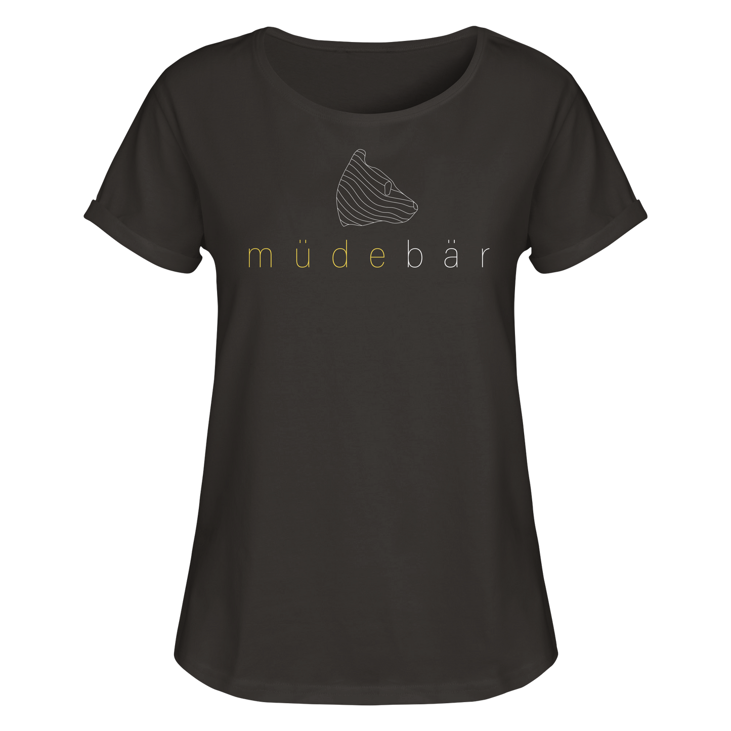 Müdebär Logo-Kollektion (helles Logo) - Womens Roll-Up T-Shirt